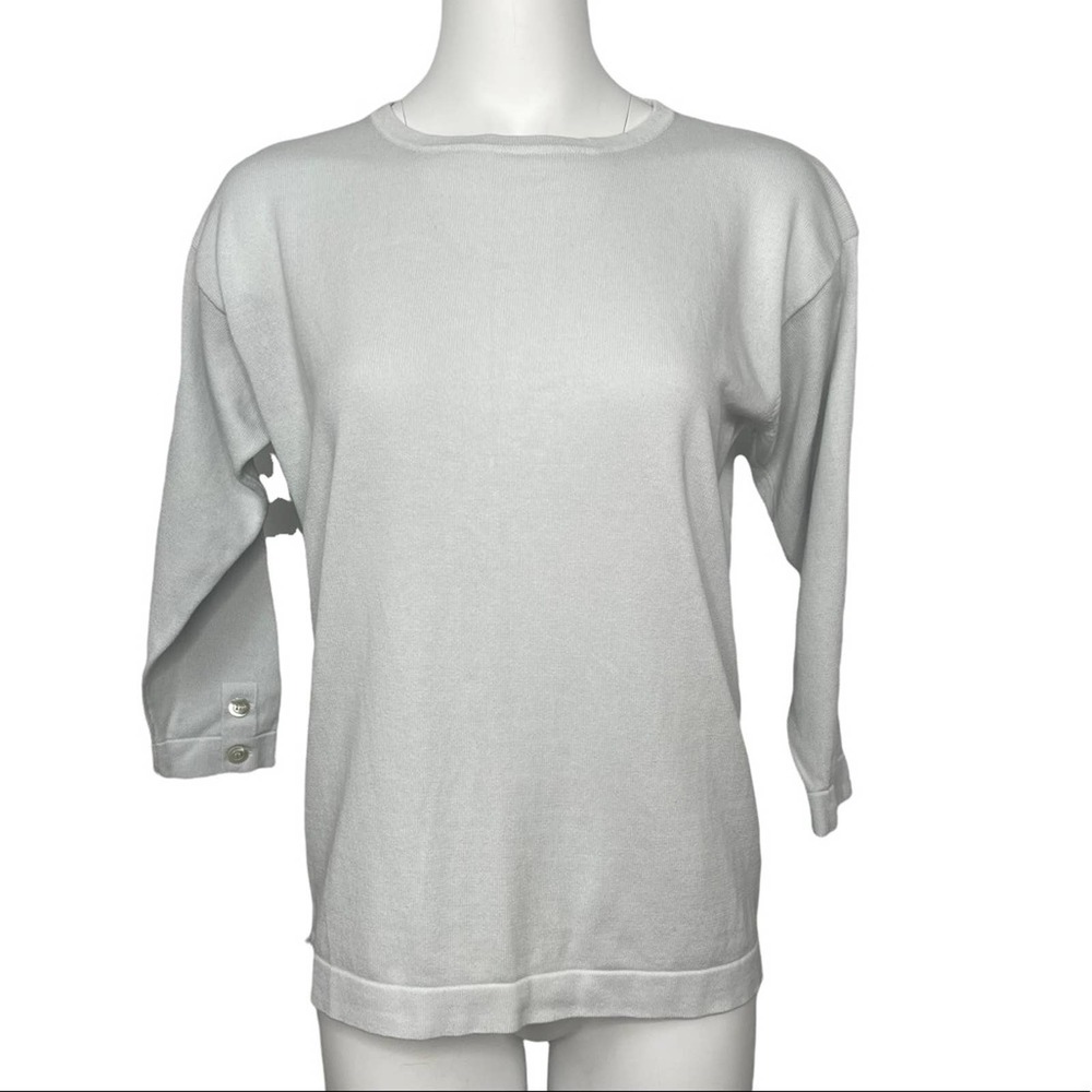 Amina Rubinacci Italy Ribbed Knit Blouse Shirt L